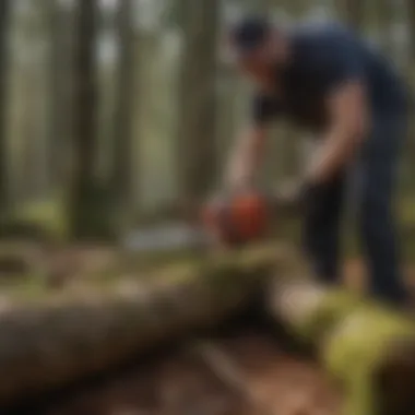 Sustainable woodland management practices using a dual-handled saw