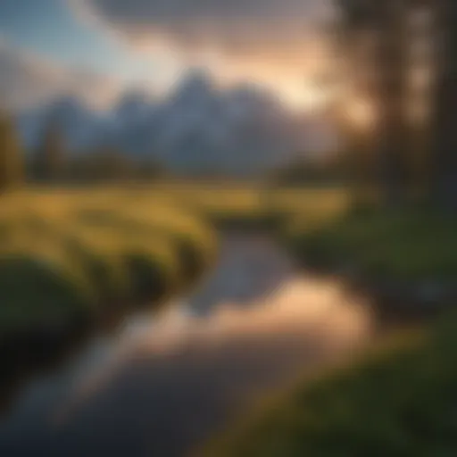 Majestic view of the Teton mountains at sunrise