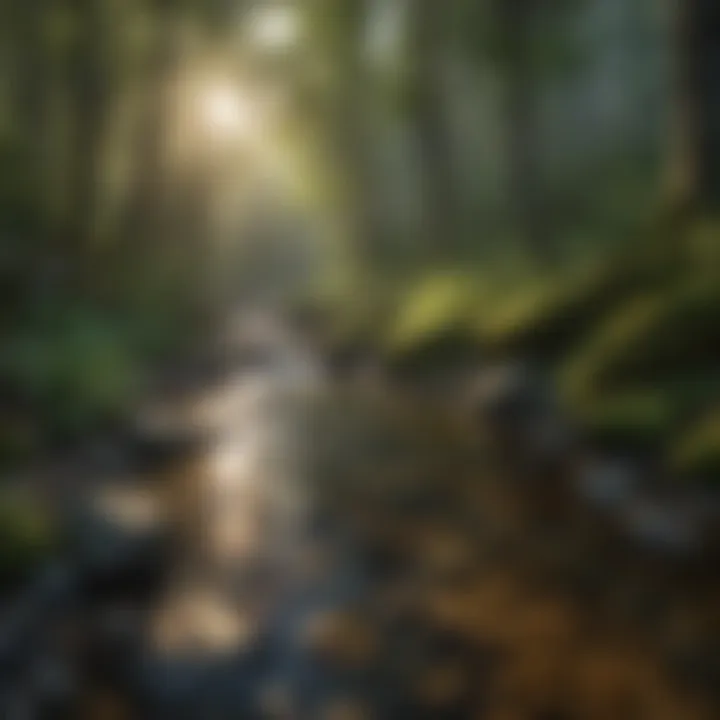 A tranquil stream flowing through the Headwaters Forest, highlighting the reserve's rich aquatic ecosystems