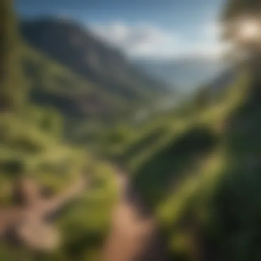 Panoramic view of Glenwood Springs hiking trail with mountains in the background