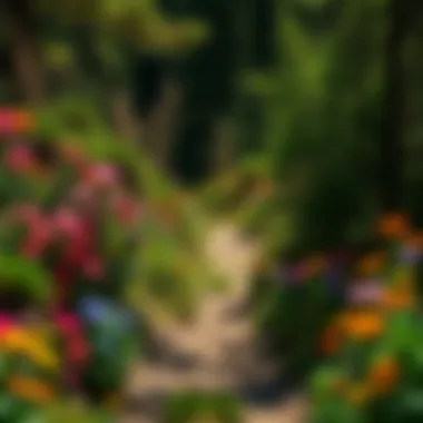 Lush Hiking Trail Adorned with Wildflowers A challenging hiking trail surrounded by vibrant wildflowers
