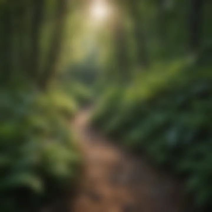 Close-up of diverse plant species along a Manchester hiking path, showcasing local flora