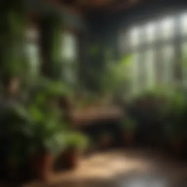 Indoor Garden Display of Marine-Like Houseplants A beautifully arranged indoor garden featuring various marine-like houseplants.