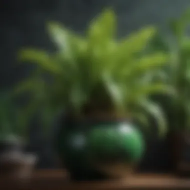 Vibrant Green Houseplant Mimicking Seaweed A vibrant green houseplant resembling seaweed in a stylish pot.