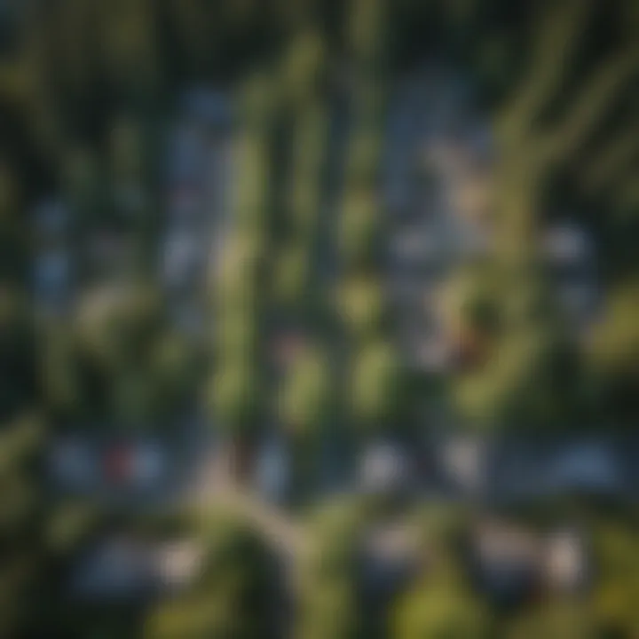 Aerial view of a picturesque neighborhood in Mt. Hood