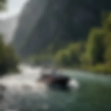 Jet Boats Navigating the Serene Waters of the Snake River Scenic view of the Snake River with jet boats in action