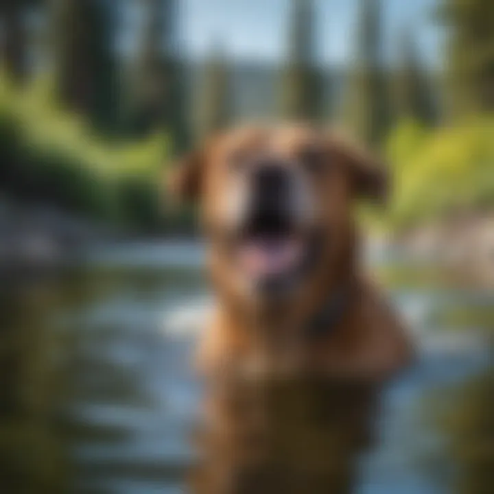 Happy dog enjoying a swim in Lake Tahoe