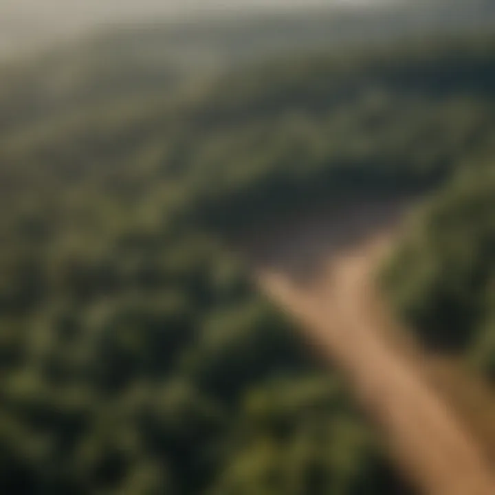 Aerial view of land highlighting potential development areas