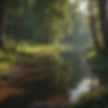 A tranquil lake beside a biking trail showcasing natural beauty