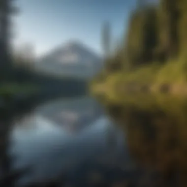 A serene lake reflecting Mt. Hood's majestic peak