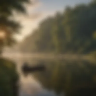 A serene view of the Ohio River at sunrise, highlighting fishing potential.