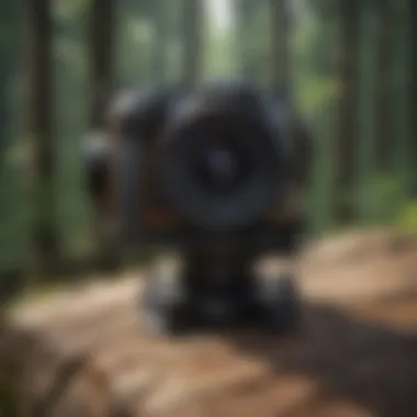 Close-up of photogrammetry tool with forest background