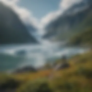 Visitors enjoying recreational activities near Portage Glacier.