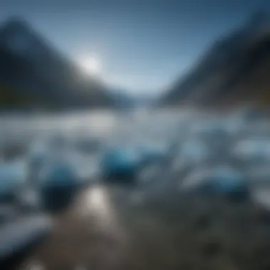 A breathtaking view of Portage Glacier with its vibrant blue ice.