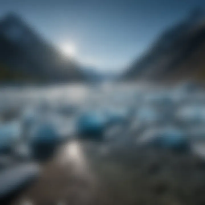A breathtaking view of Portage Glacier with its vibrant blue ice.