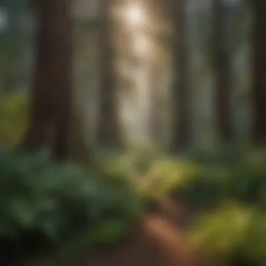 A group of diverse flora thriving under the redwood canopy