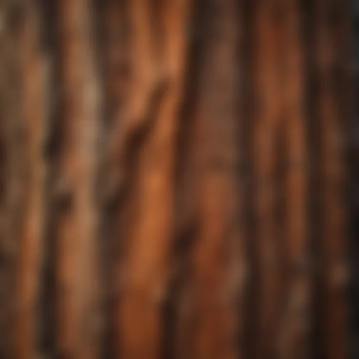 Close-up of the intricate bark texture of a redwood tree