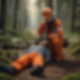 A rescue nurse providing care in an emergency situation