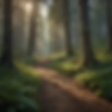 Trail winding through a lush forest