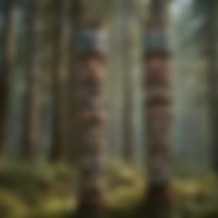 Traditional totem poles reflecting cultural heritage