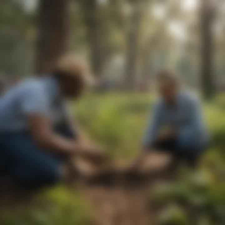 Community members participating in a tree planting event