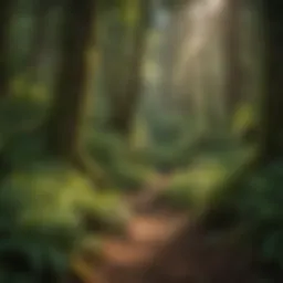 Lush forest trail in Southern Washington showcasing vibrant greenery