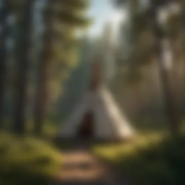Teepee and Natural Vegetation Teepee surrounded by natural vegetation, emphasizing ecological significance