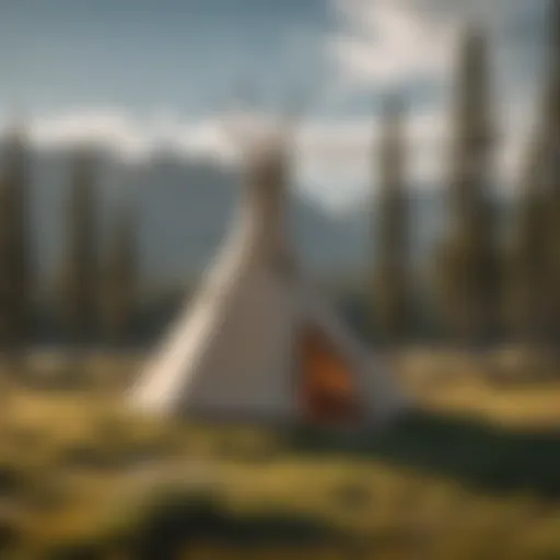 A traditional teepee set against the backdrop of Yellowstone's stunning landscape