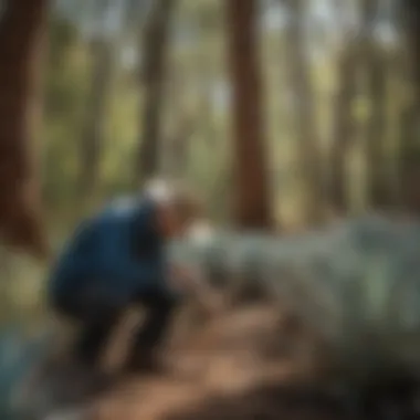 A researcher examining an agave plant in the wild, highlighting its ecological role.