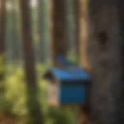 A beautifully designed bluebird box in a natural setting