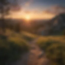 Scenic view of the Black Hills at sunset with hiking trail