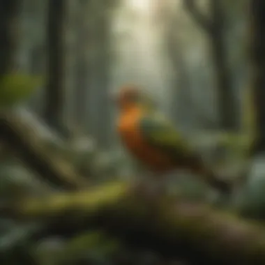 Biodiversity of Rainforest Fauna A vibrant array of rainforest fauna including birds and insects