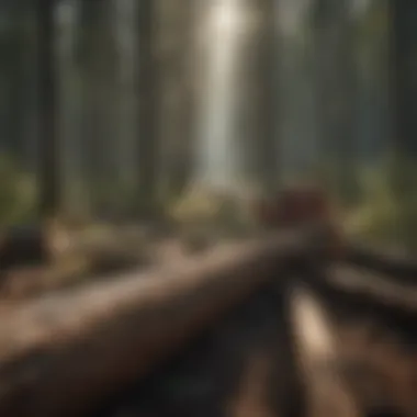 A scenic view of a logging operation that utilizes modern techniques alongside traditional tools.