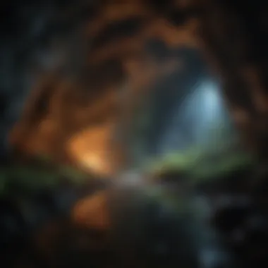 Nature's Light Show: Bioluminescent Organisms in Caves Bioluminescent organisms illuminating a cave wall