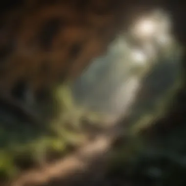 A group exploring the entrance of a cave