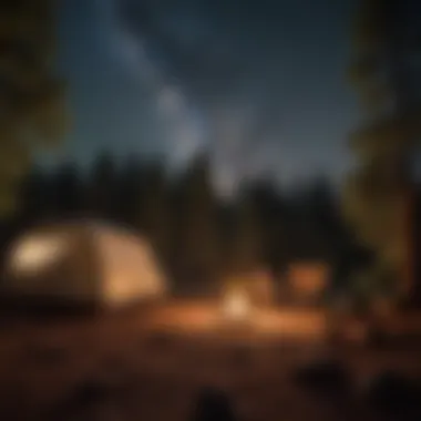 Remote campsite with a cozy setup under the stars