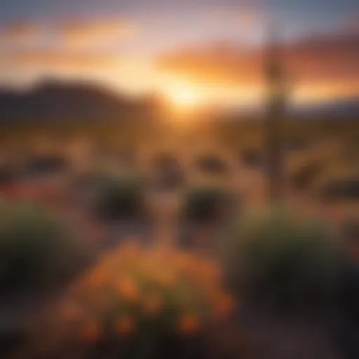 Stunning desert landscape with vibrant sunset