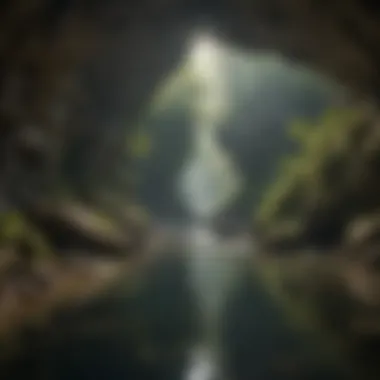 A stunning underground river flowing through a cave