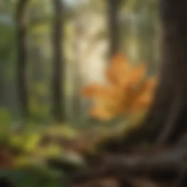 Oak Species in Their Habitat A forest scene with different oak species illustrating their ecological roles