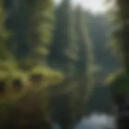 Serene forest lake surrounded by lush greenery