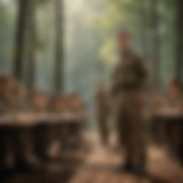 An instructor guiding cadets in a classroom setting.