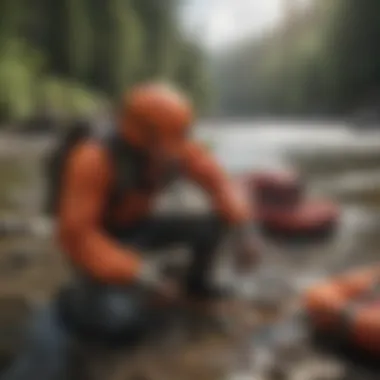 An informative safety gear setup for rafting, emphasizing the importance of preparation before an adventure