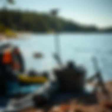 Essential Gear for Bay Side Adventures Essential camping gear set up at a bay side location