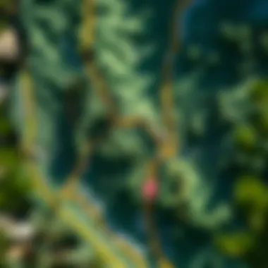 Navigational Insights of the Pacific Crest Trail Detailed map of the Pacific Crest Trail showcasing key landmarks and routes