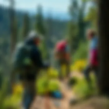 Embracing Nature with Respectful Hiking Practices Hikers responsibly enjoying nature while adhering to trail etiquette