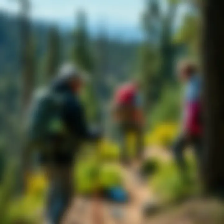 Embracing Nature with Respectful Hiking Practices Hikers responsibly enjoying nature while adhering to trail etiquette