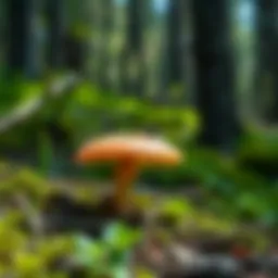 A vibrant life box mushroom thriving in a forest environment