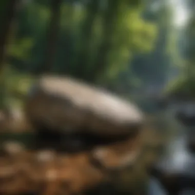 The Serene Beauty of the River Rock A serene river scene featuring a prominent rock formation
