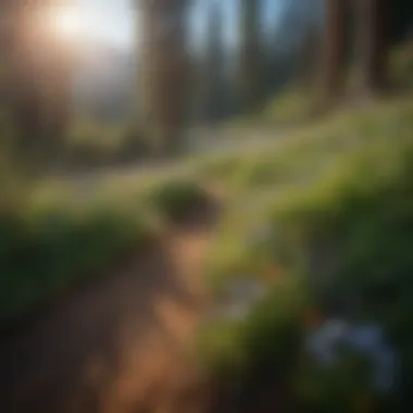 Wildflowers blooming along a peaceful trail at Mt. Shasta