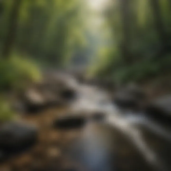 A tranquil stream beside the hiking trail